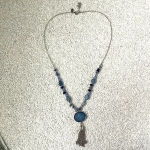 Chico’s long blue tassel necklace